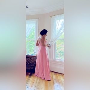 Scoop Neck Chiffon Bridesmaid/Prom Dress in Blush Pink
